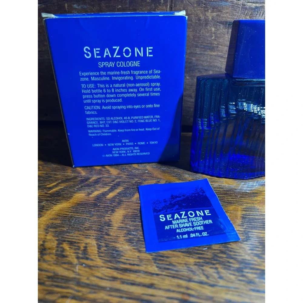 Avon Seazone Spray Cologne for Men NOS 100ml 3.4 fl oz  with Box and Sample